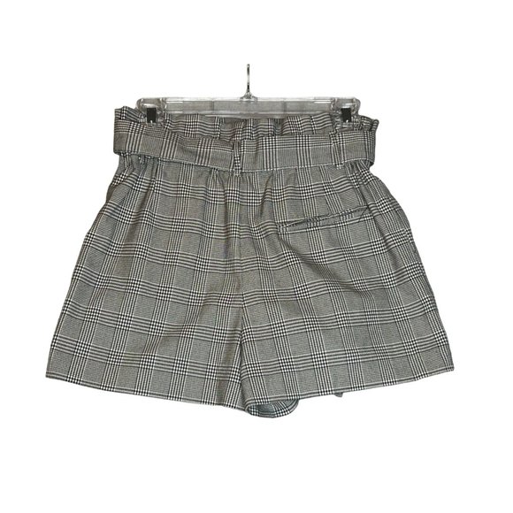 Zara‎ Womens Size Small Black White Plaid Elastic Shorts with Belt Pockets - Picture 4 of 7